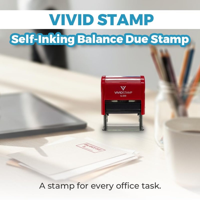 Vivid Stamp Balance Due Self Inking Rubber Stamp (Red Ink) - Large - Image 4